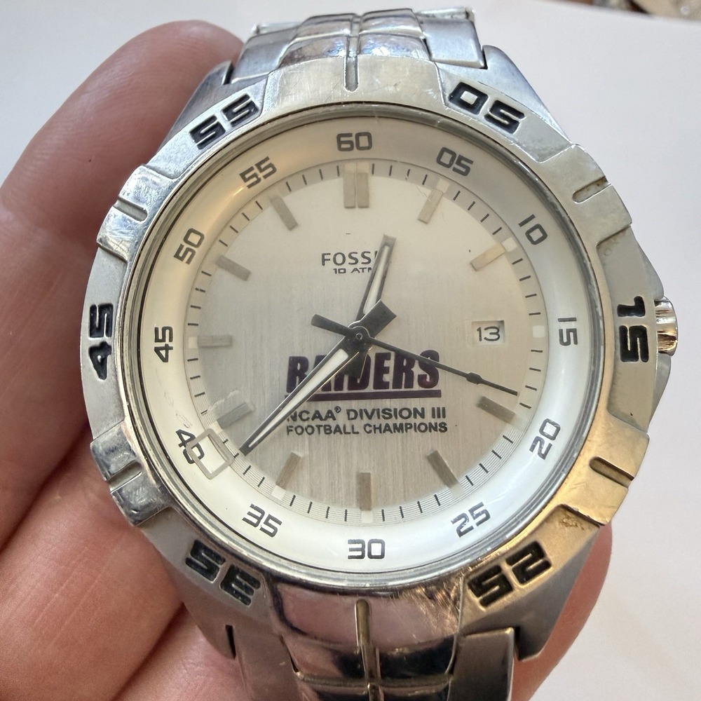 Very Rare Limited Edition Raiders NCAA Fossil Watch 6.75" Men's Silver Steel